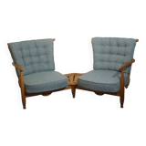Fan bench by Guillerme and Chambron reupholstered
