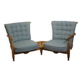 Fan bench by Guillerme and Chambron reupholstered
