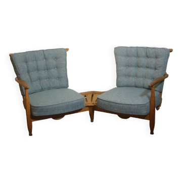 Fan bench by Guillerme and Chambron reupholstered