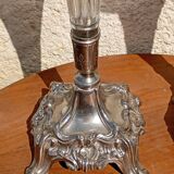 Pair of engraved tulip vases soliflor in silver metal in glass of 32