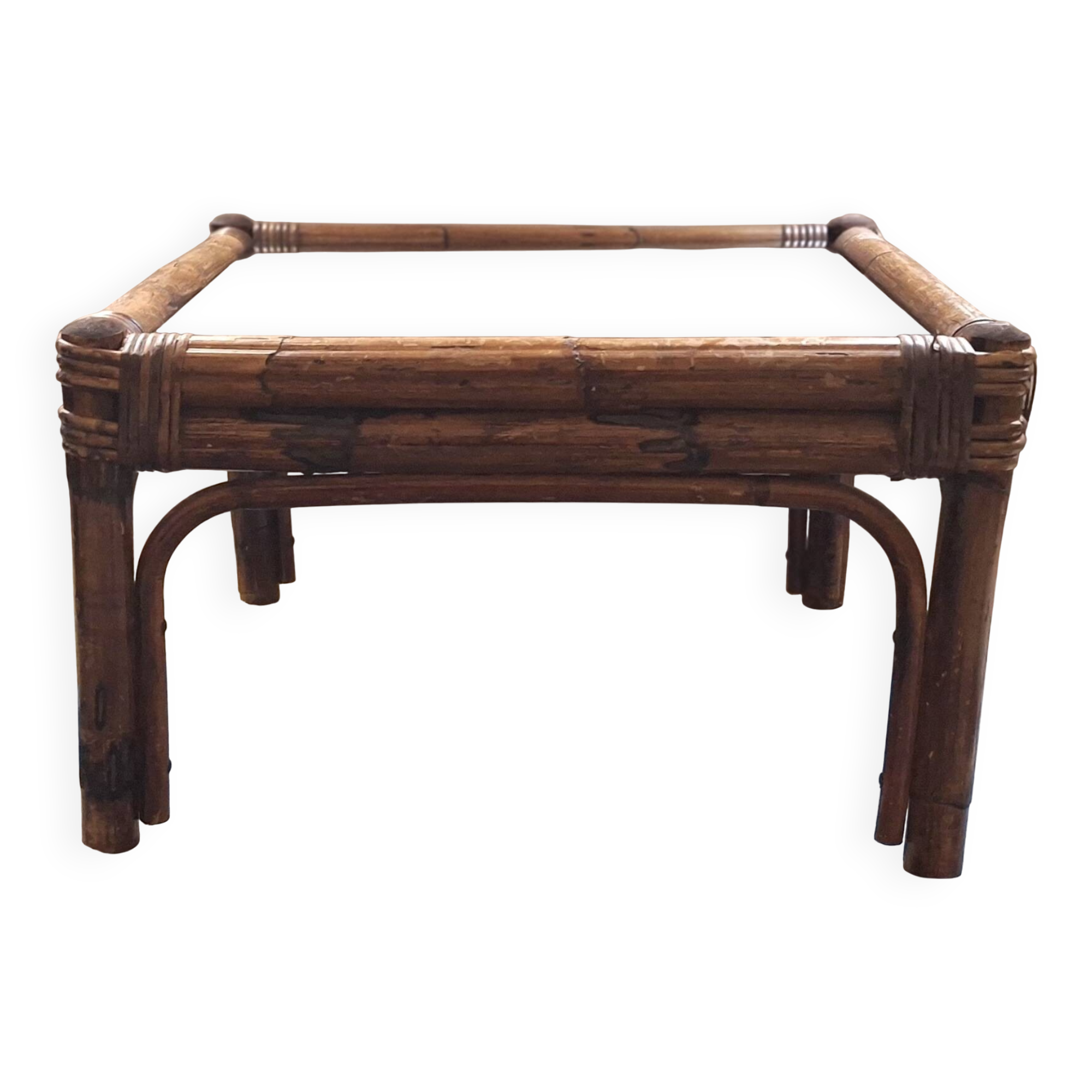 Bamboo and smoked glass coffee table, 1960s