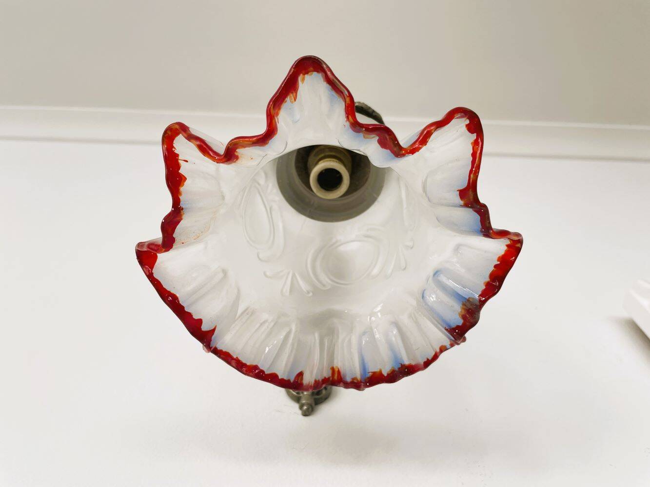 Portuguese mid century frosted glass tulip wall sconce lamp