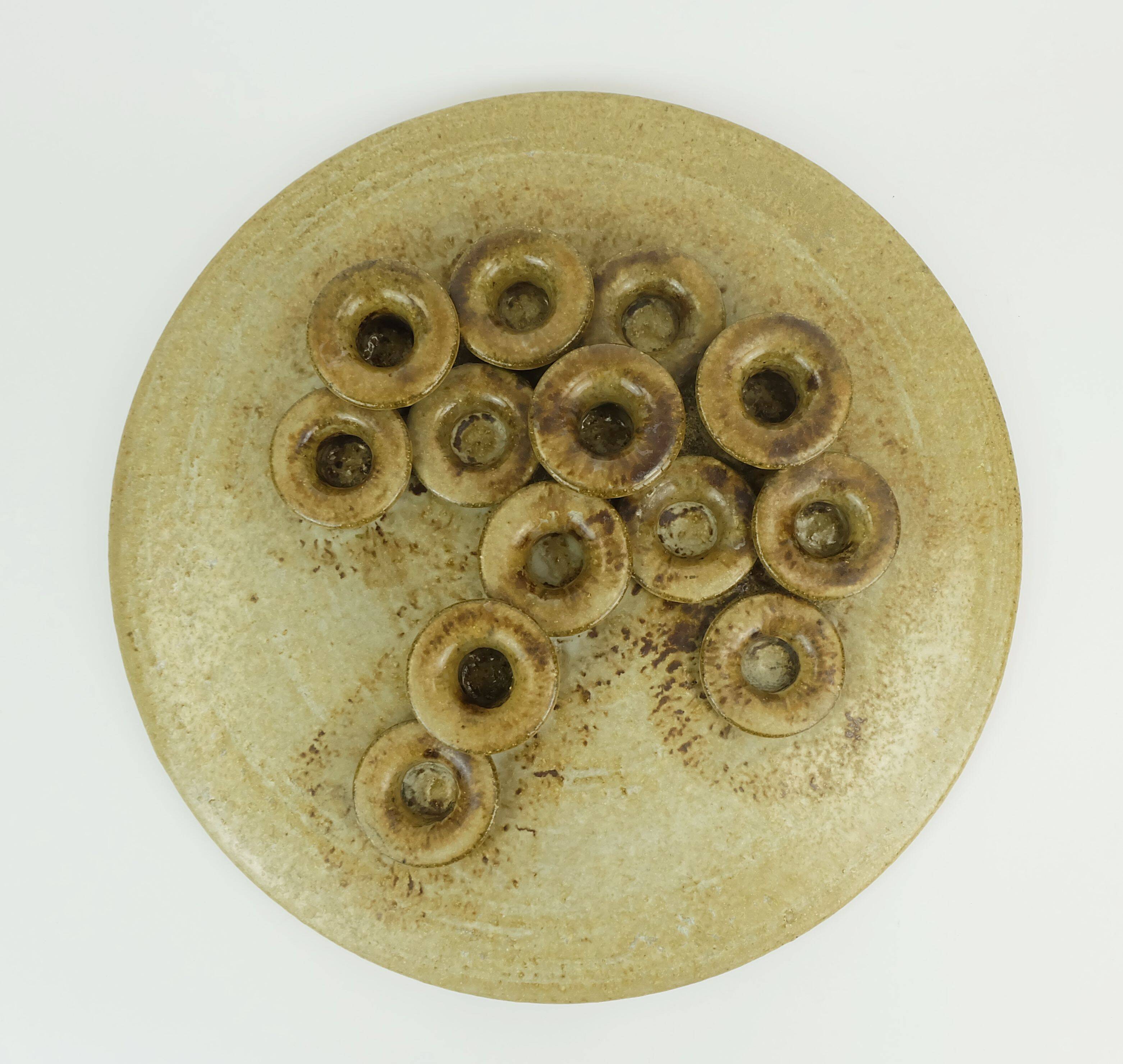 Large rudi stahl candle holder for 13 candles 1970s west german studio pottery