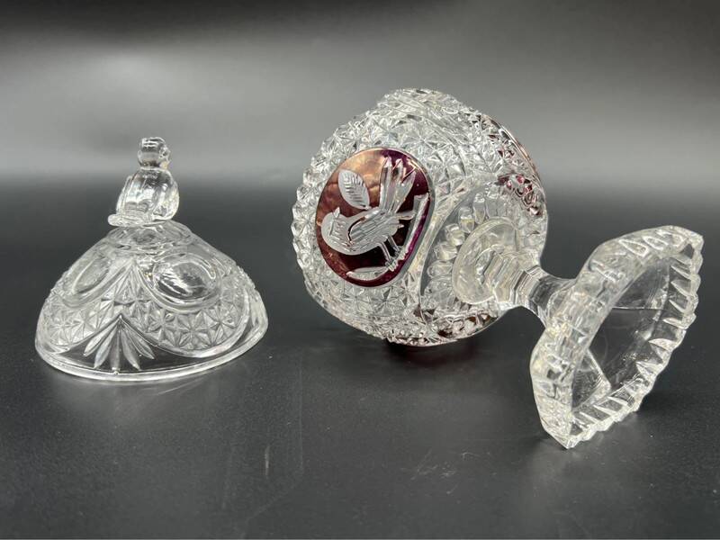 Hofbauer Crystal Candy Box - "Ruby Birds" Model