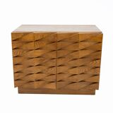 Carved Oak Italian Sideboard with Travertine Top