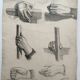 Dessin académique ancien, étude de mains Deleiderrier 1902
