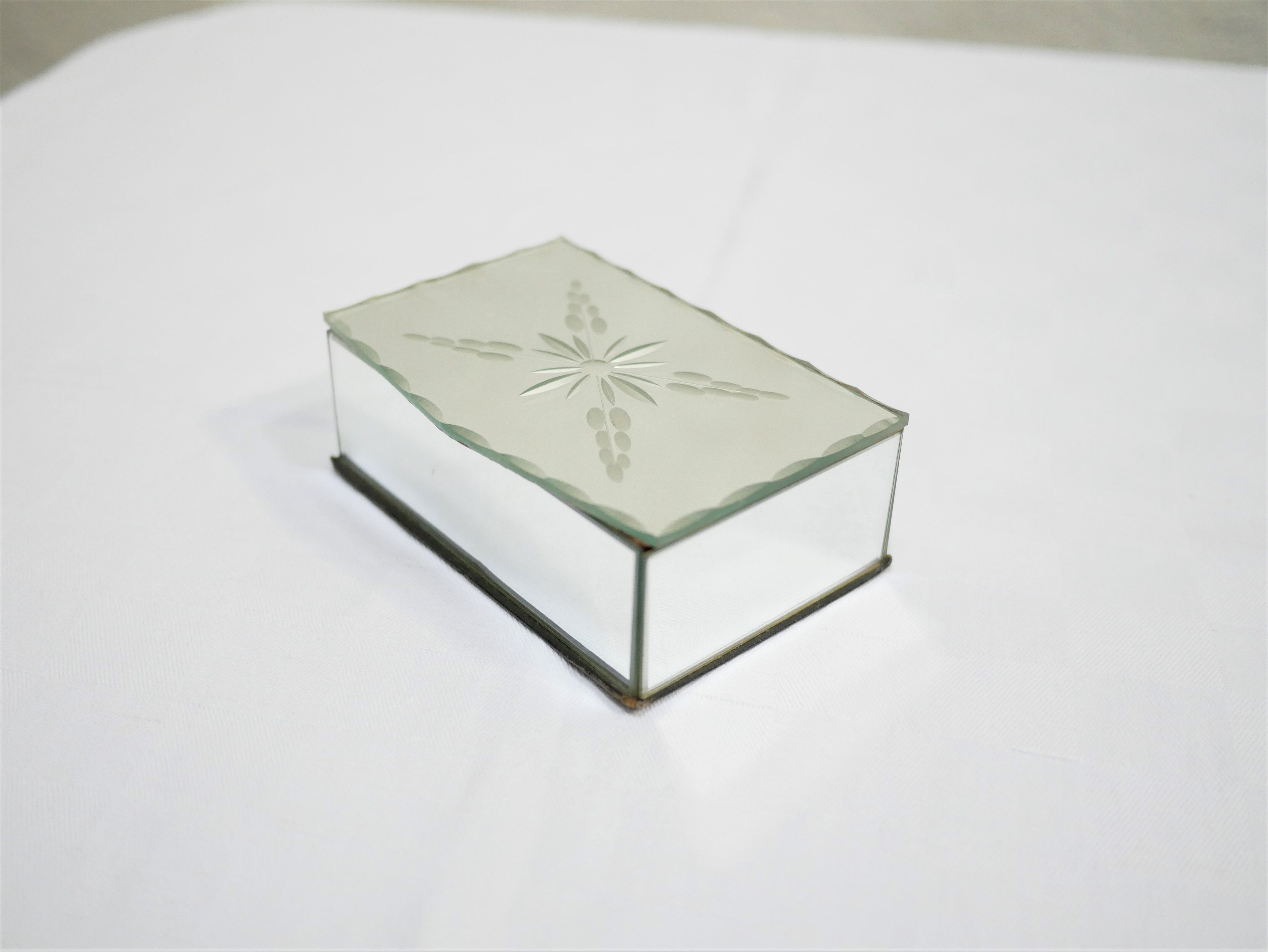 Art Deco jewelry box in beveled glass