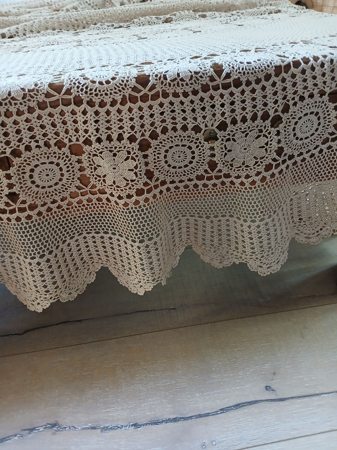 Antique handmade crochet tablecloth