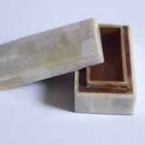 Rectangular box in white horn and wood