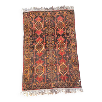 Vintage Hand-Knotted Wool Tribal Turkmen Chic Bohemian Star Rug