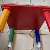 Postmodern round table, chair and bookcase by Pierre Sala 1980