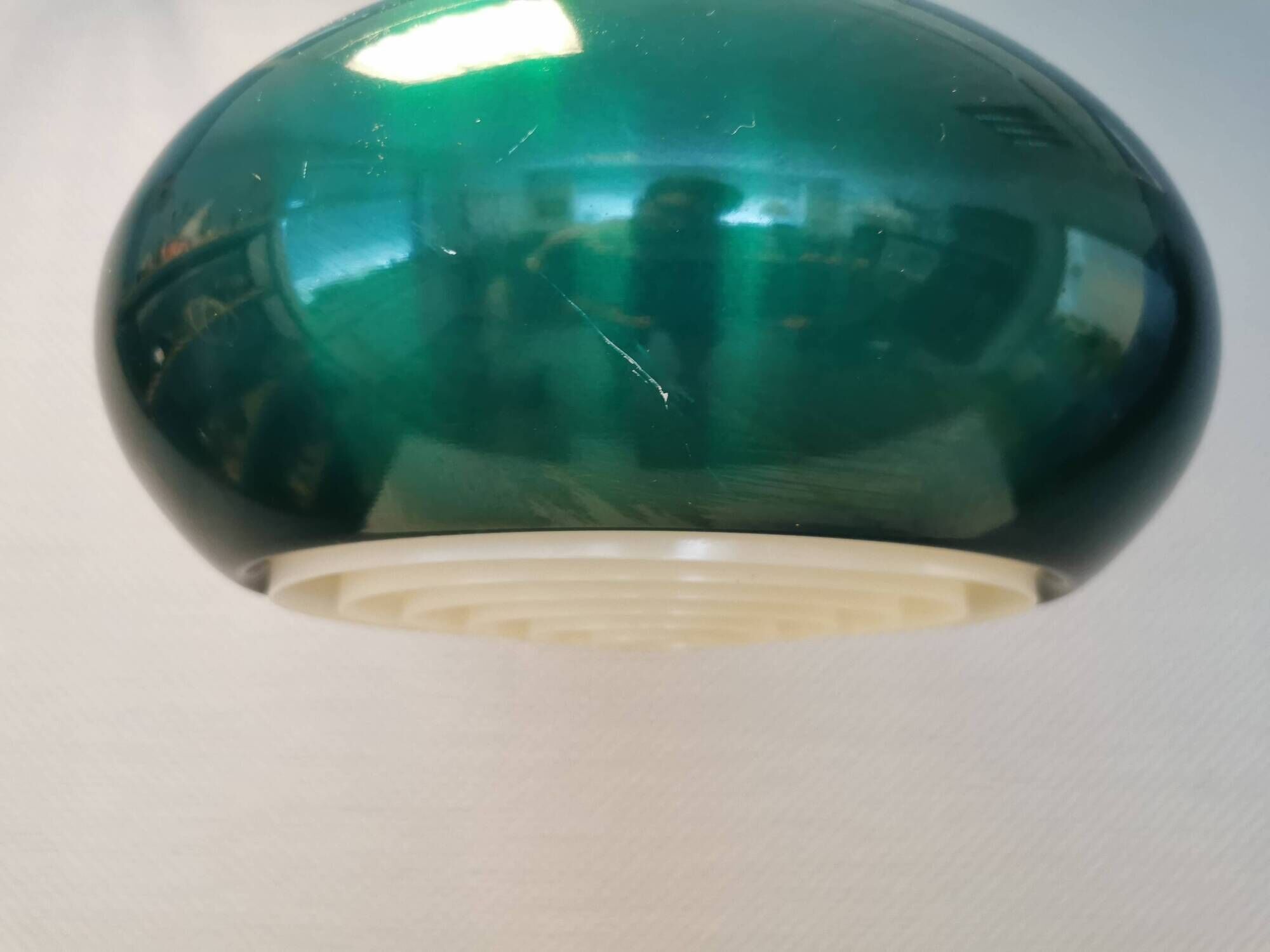 Top-class design lamp Model Medio in metal green colour (original) 1966. Jo Hammerborg Denmark