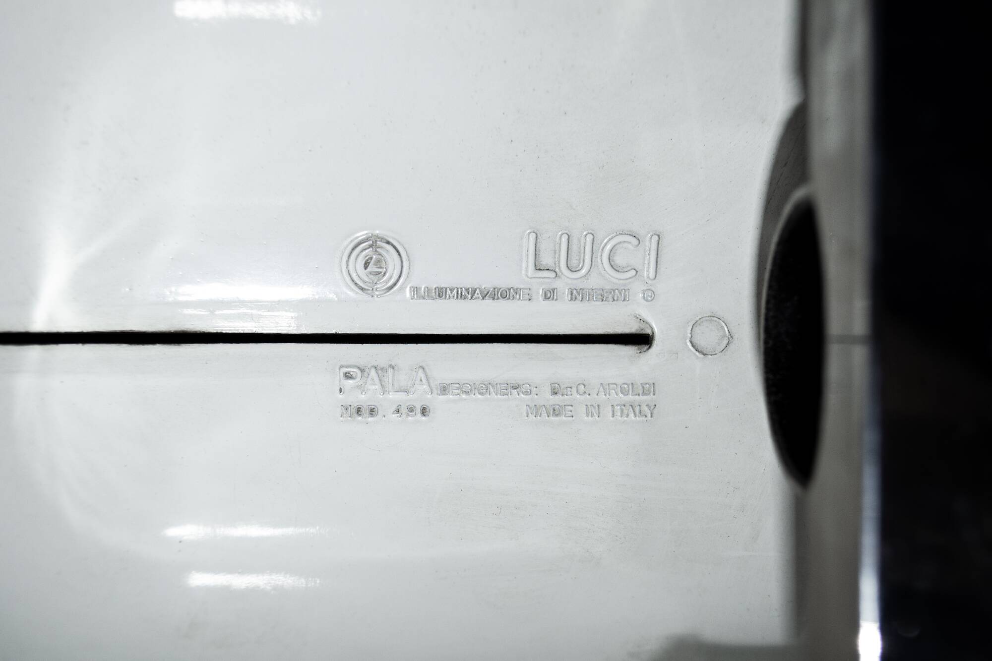 Lampada da terra modello Pala di Danilo e Corrado Aroldi per Luci per Luci anni '70