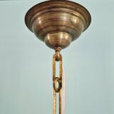 Large Holophane pendant light in clear grooved glass, 1920-30