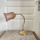 Antique Art Deco Swan Neck Table Lamp with Pink Glass Shade, France, 30cm