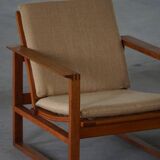 Børge Mogensen, a pair of BM2256 lounge chairs in oak and jute, Denmark, 1960s.