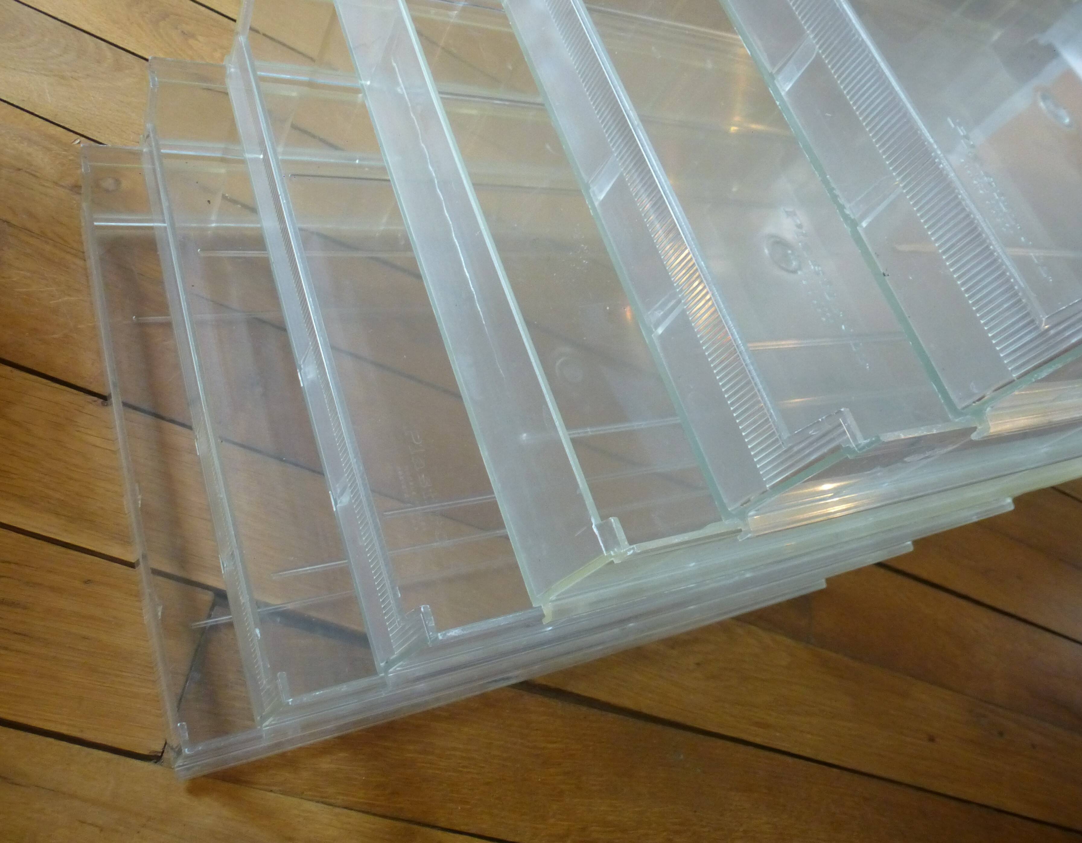 6 transparent bins / drawers "Plastiroir" vintage 1970