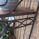 Wrought iron and wood baker shelves