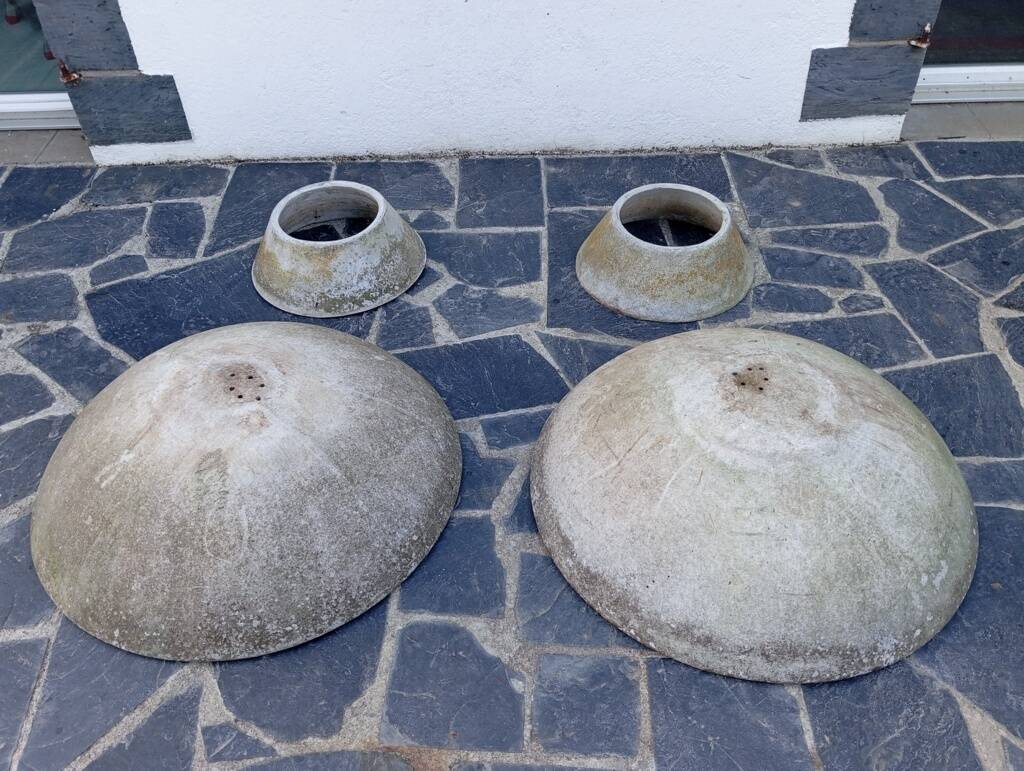 Paire de jardinières vasques années 50 fibrociment