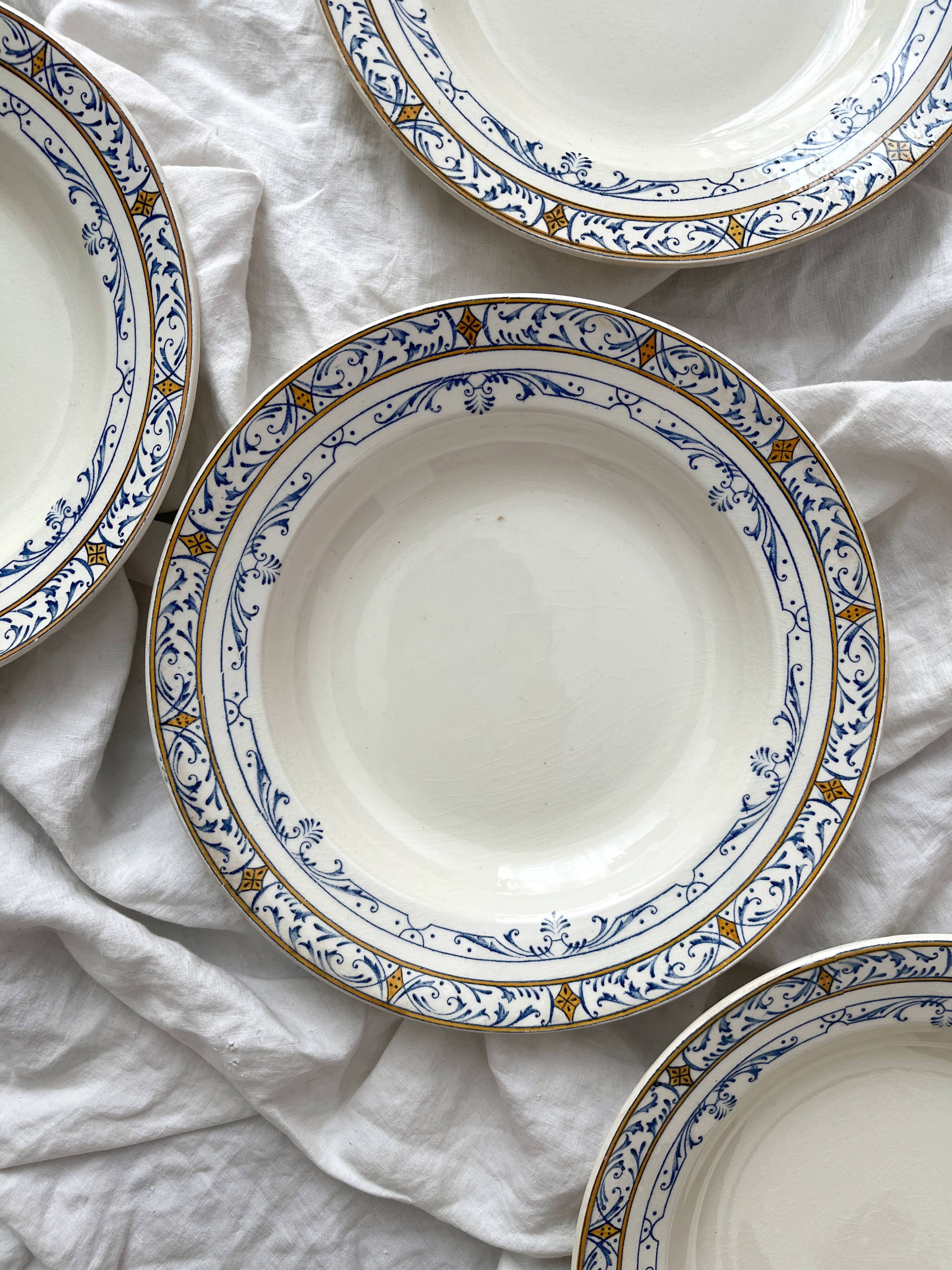 4 deep ironware plates “Colbert” Creil and Montereau