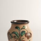 Art Nouveau Flower Motif Earthenware Vase by Sala, Sweden 1920s