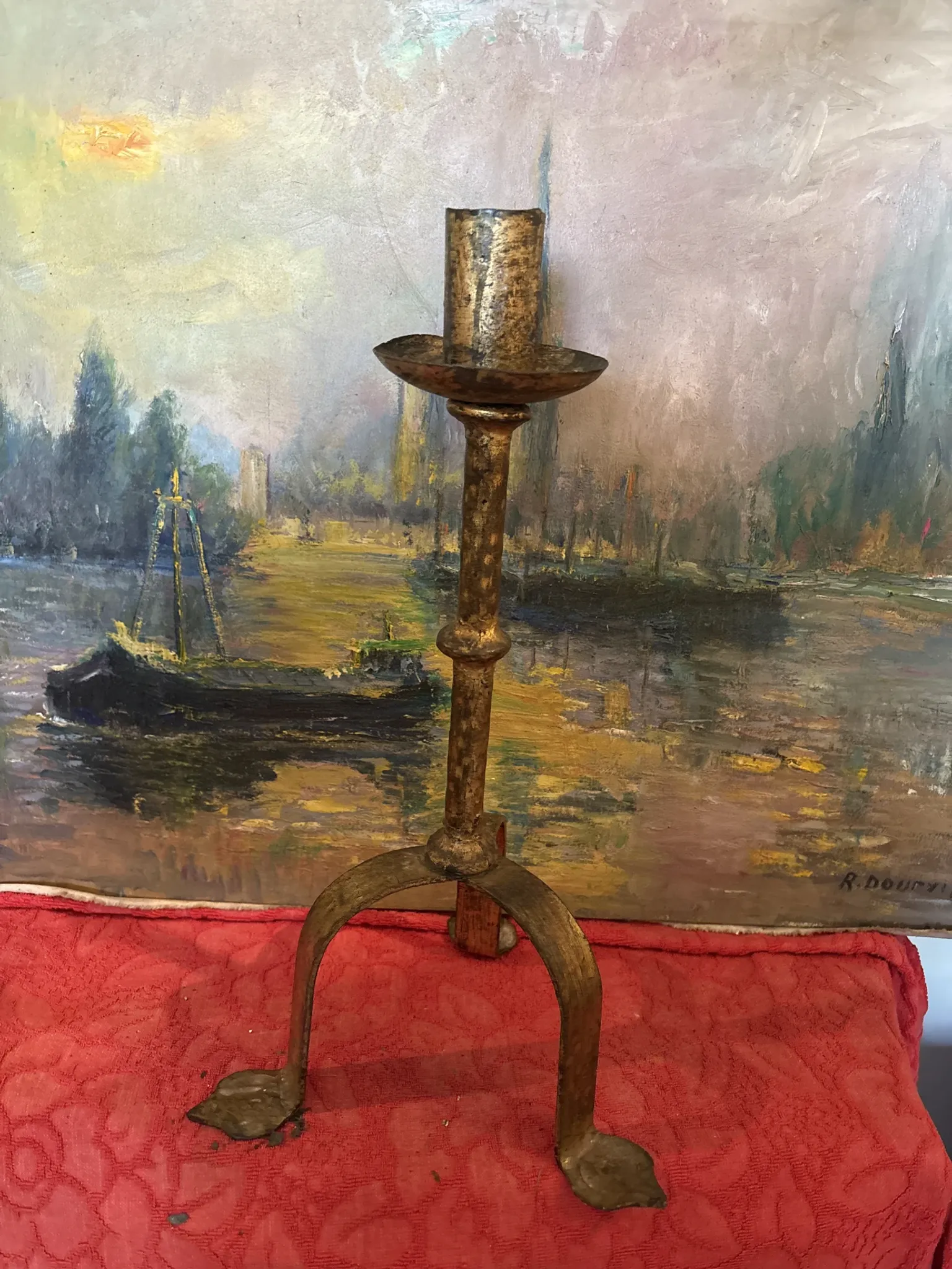 Golden wrought iron candlestick