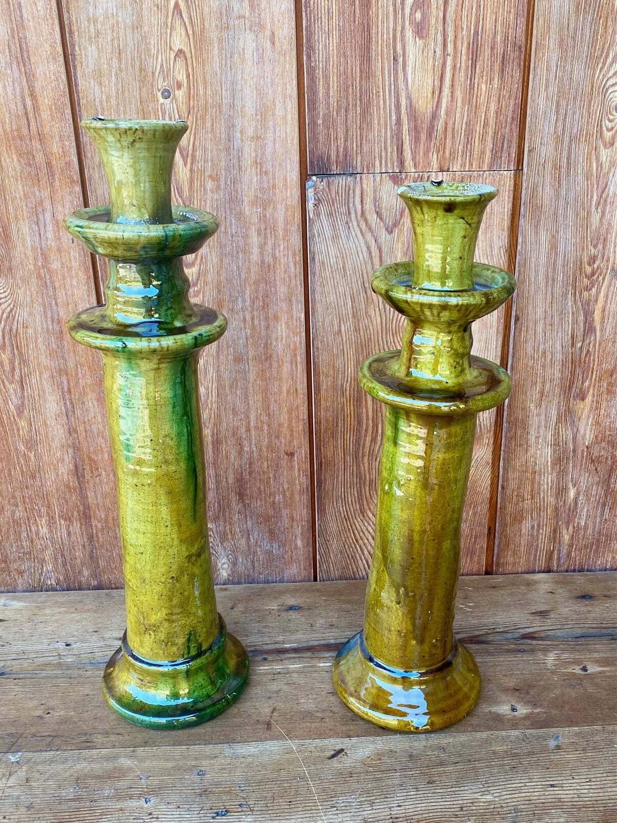 2 bougeoirs de Tamegroute en céramique émaillée