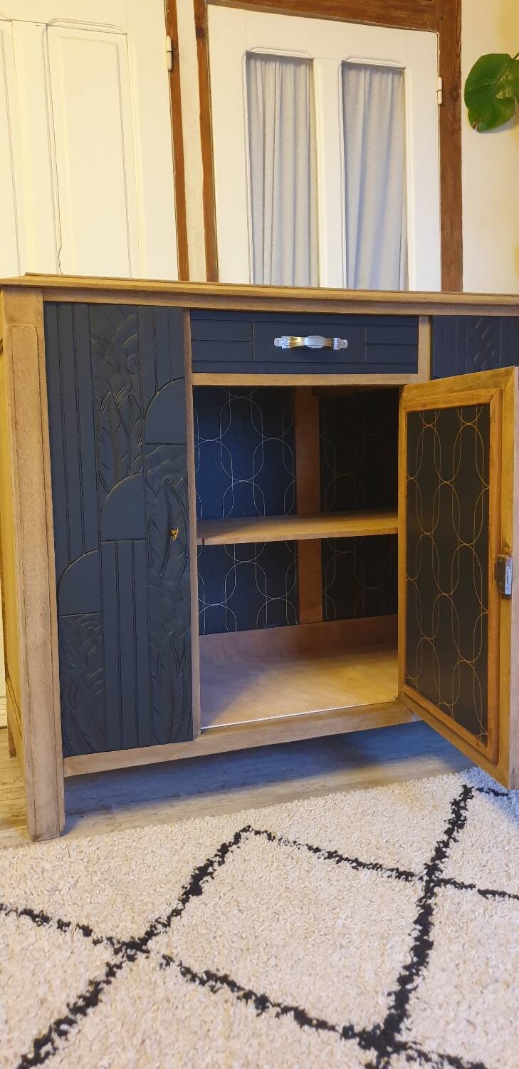 Art deco sideboard in solid oak