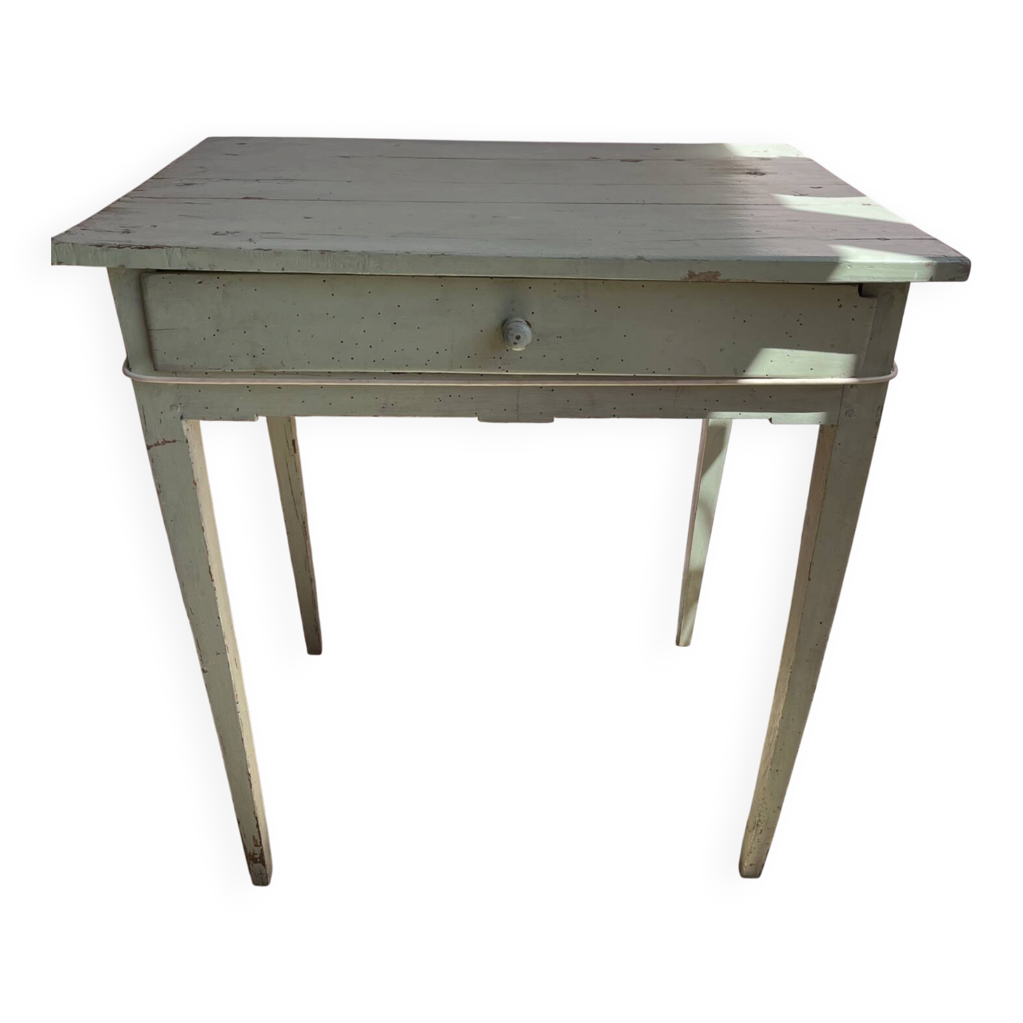 Petite table en bois d’appoint vintage 50 vert sauge