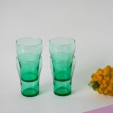 Lot de 4 verres en verre vert 1970