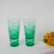 Set of 4 green glass glasses 1970