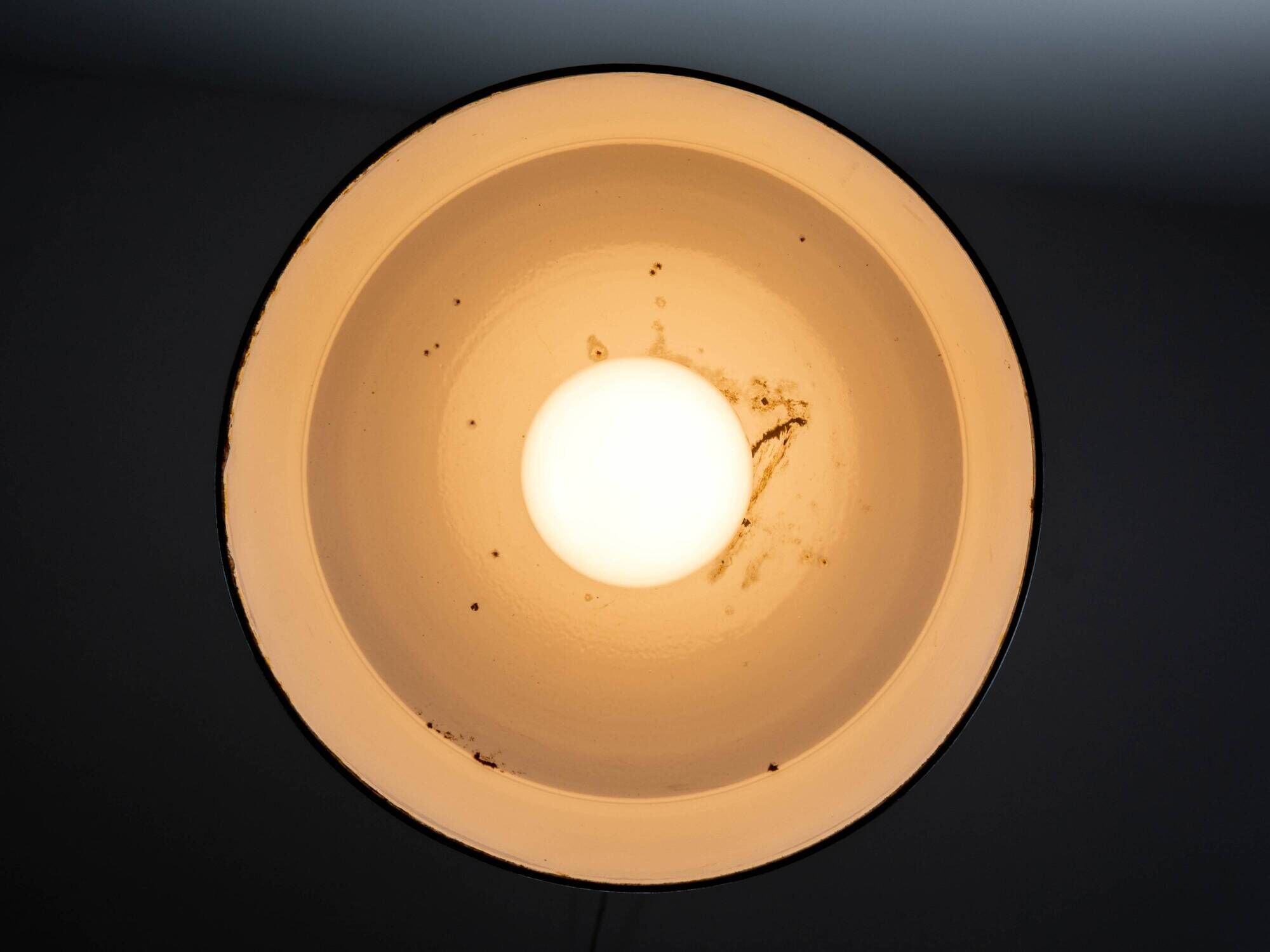 Industrial Black Metal Lamp with Visible Patina