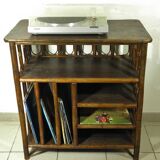 70s rattan hi-fi cabinet