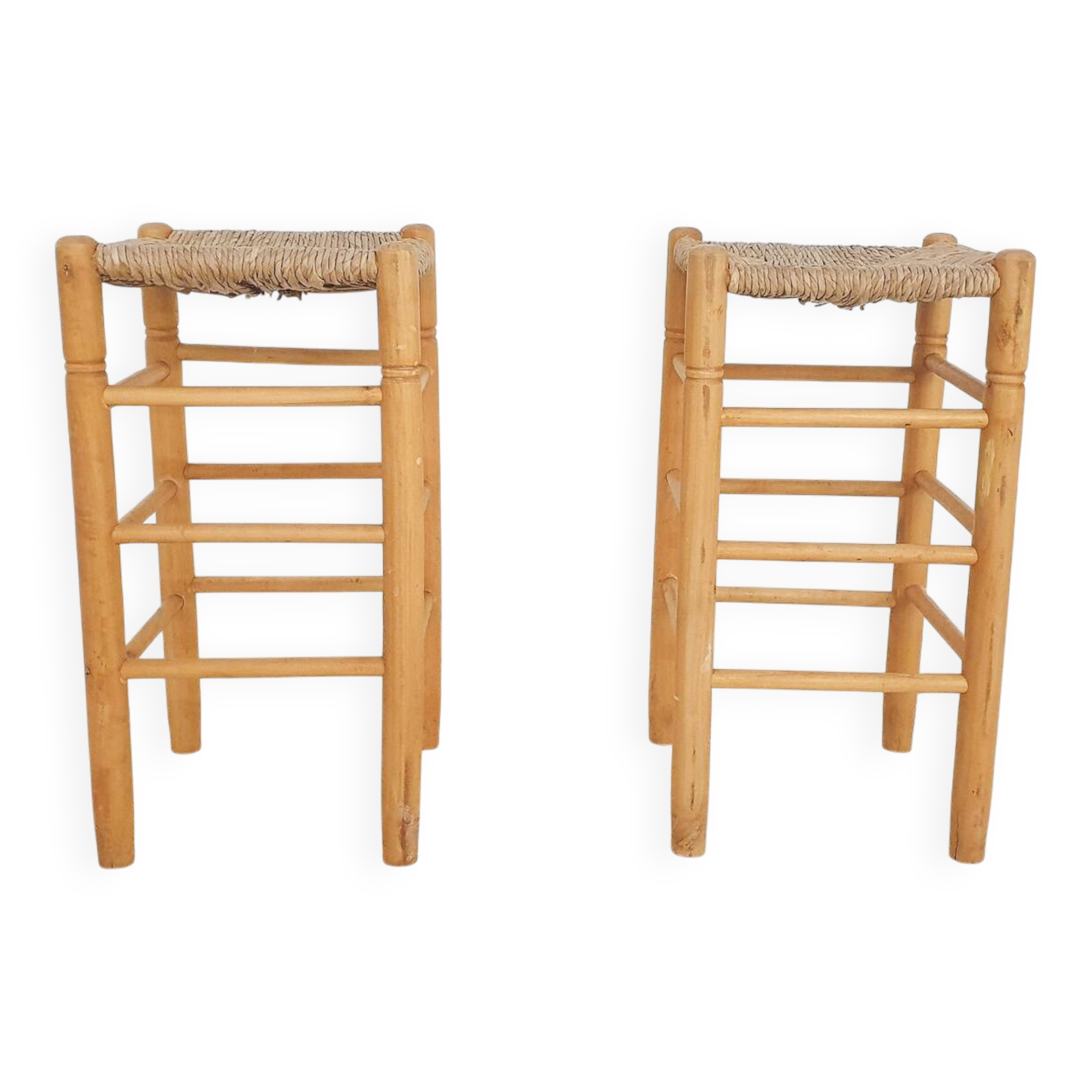 Set of two vintage rattan bar stools, The Netherlands 1970's