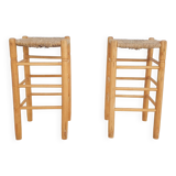 Set of two vintage rattan bar stools, The Netherlands 1970's