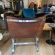 Vintage armchair design steel and leathers stretched 70s