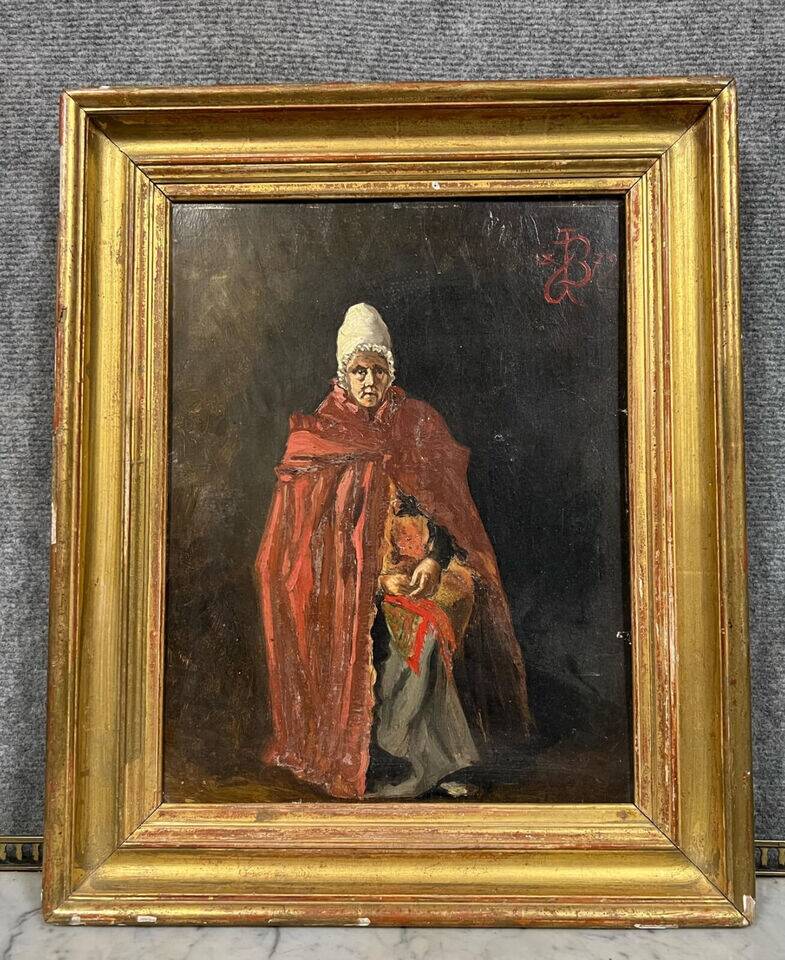 École Française du XIXeme siècle : tableau monogrammé et daté