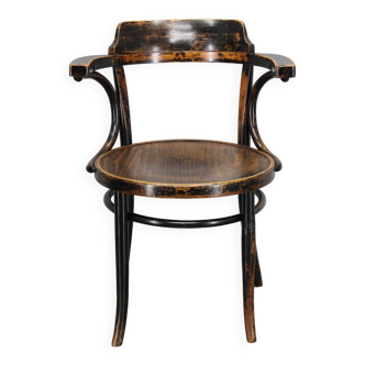 Chaise de bureau ou d'appoint en bois courbé des années 1940, Tchécoslovaquie