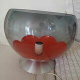 Table lamp in plexiglass and orange flower 70's