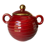 Saint Clément Art Deco Burgundy and Gold Sugar Bowl