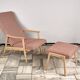Vintage Recliner Armchair with Ottoman, 1960s, Czechoslovakia