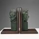 Vintage pair of bronze and wood bookends Verdi Chopin design 1960s-1970s