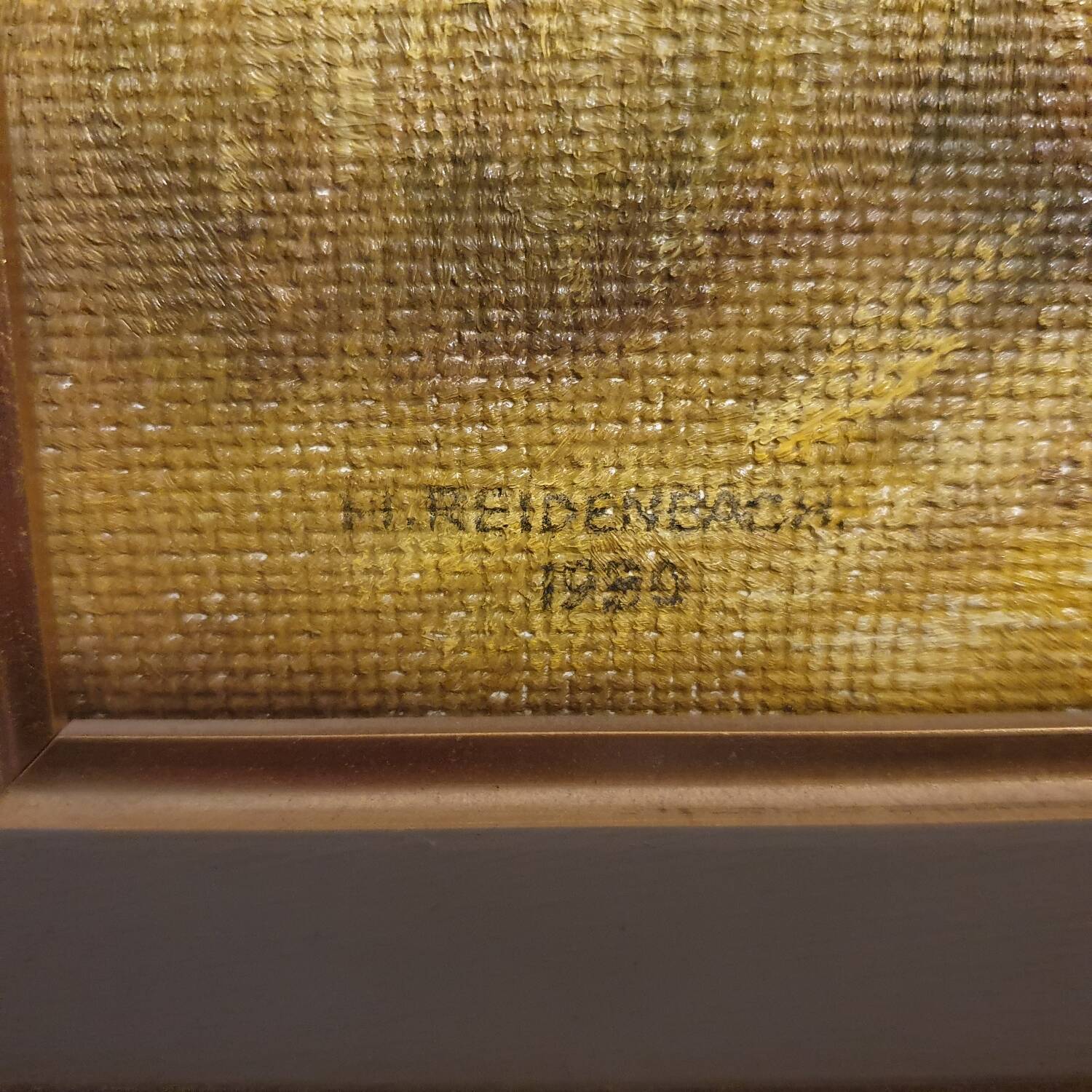 Oil painting on wood, harvest landscape