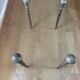Glass coffee table with metal legs