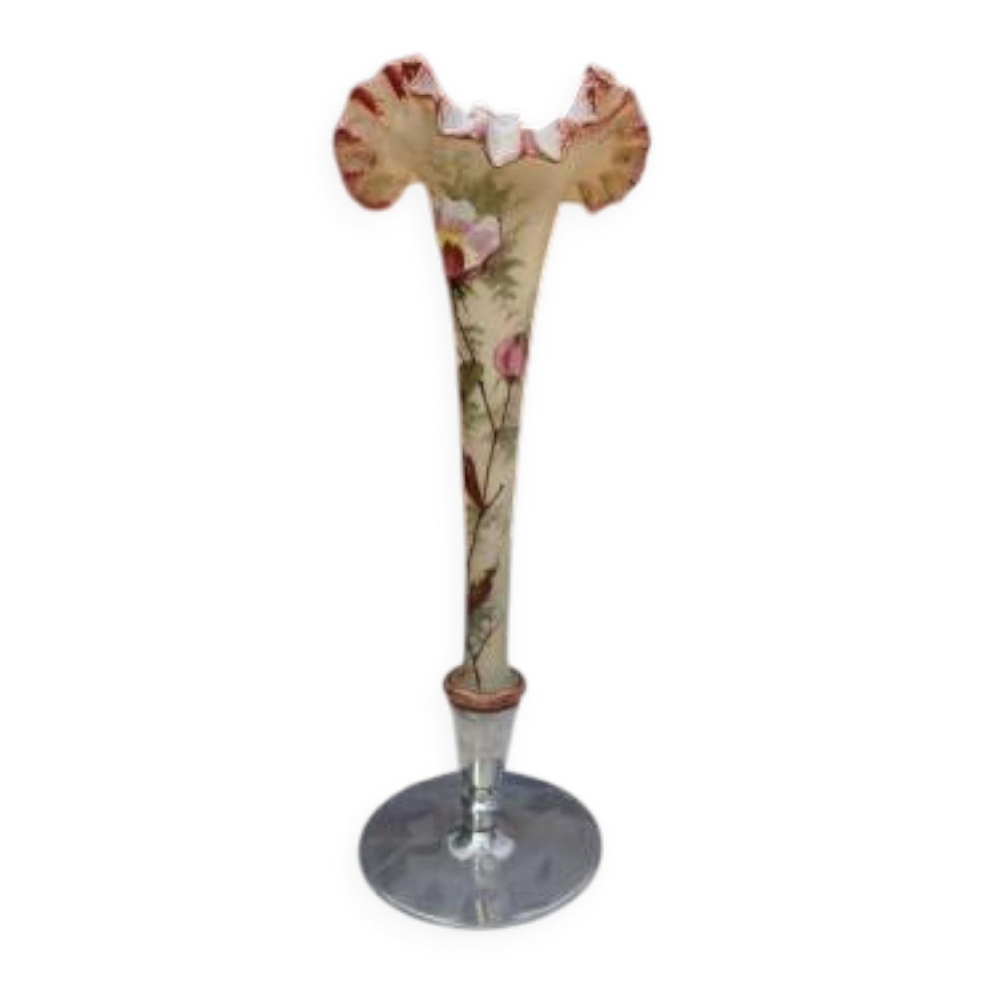 Single-flower vase in glass paste and tin by G. Lasserre