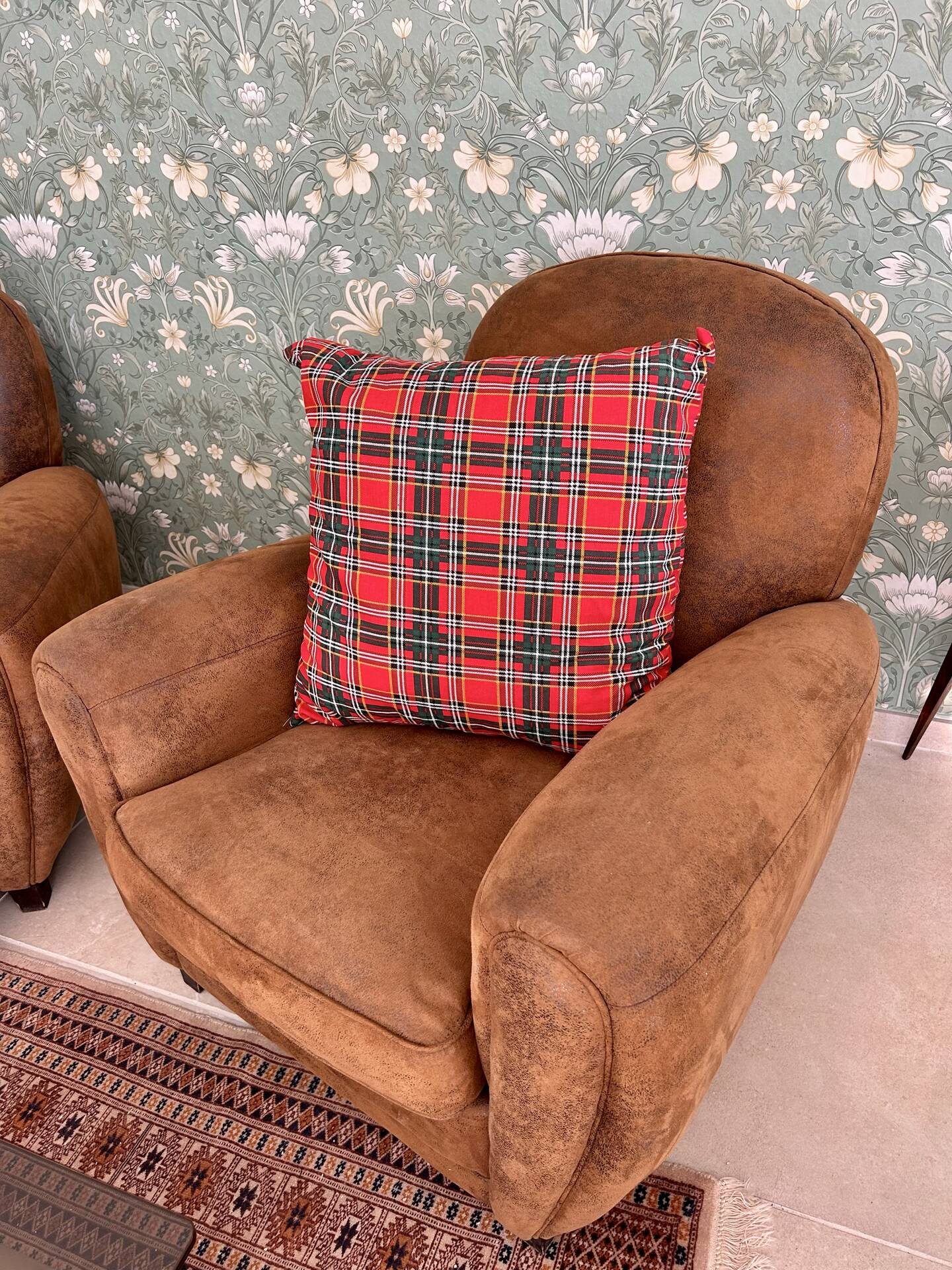 Large tartan cushion