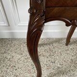 Bedside table / bedside table in veneered wood, molded and carved with foliage Louis XV style