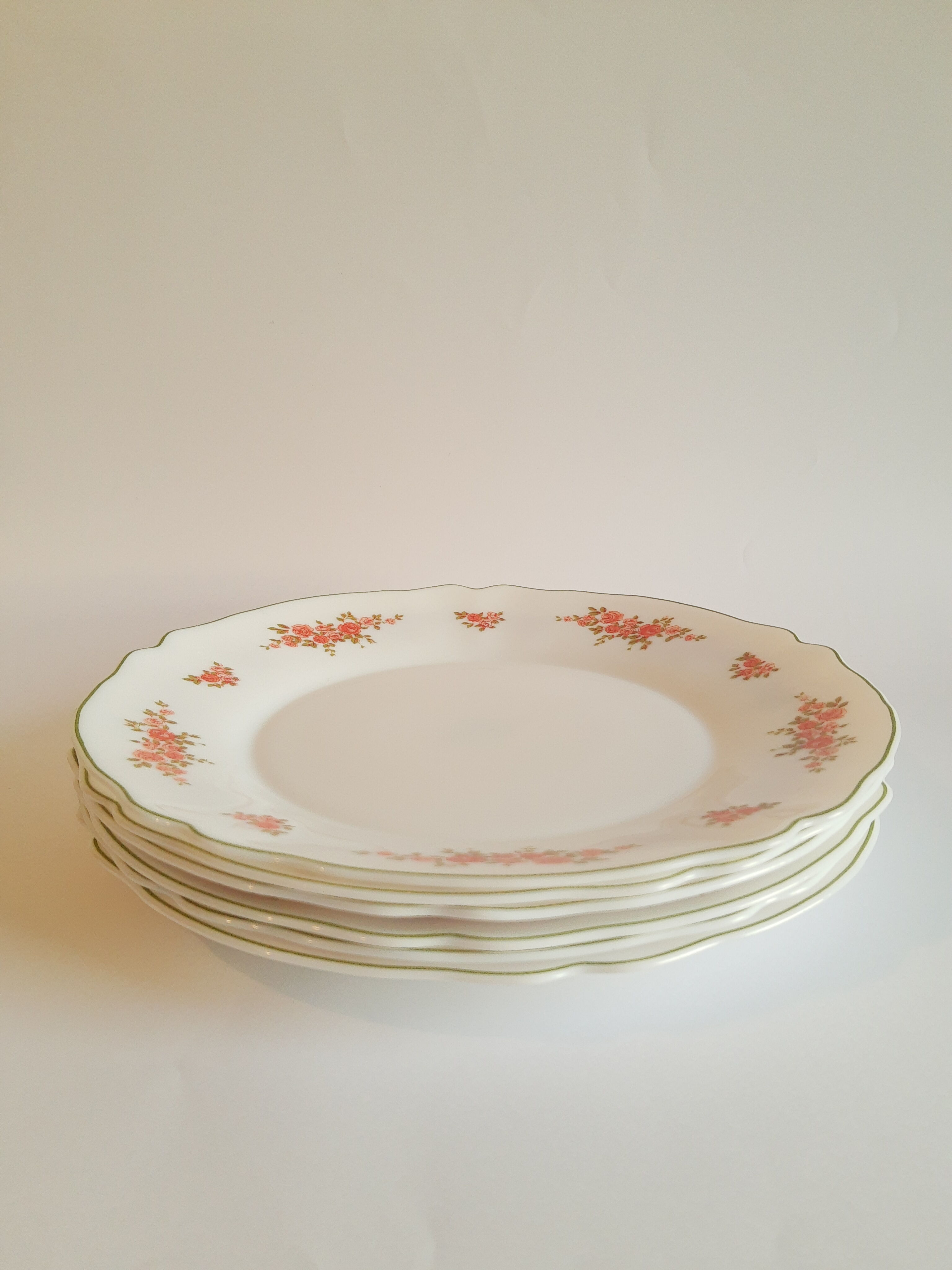 Set of 6 flat plates Arcopal vintage floral decoration