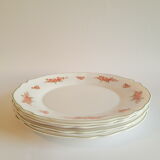Set of 6 flat plates Arcopal vintage floral decoration
