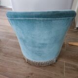 Upholstered velvet toad armchair